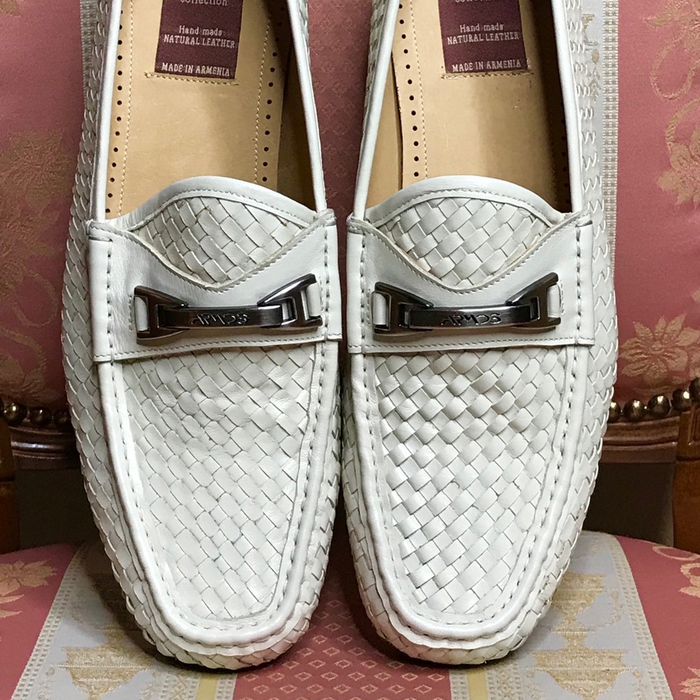 COPY - Armos Shoes Woven Leather Ivory Hand Made 42/10